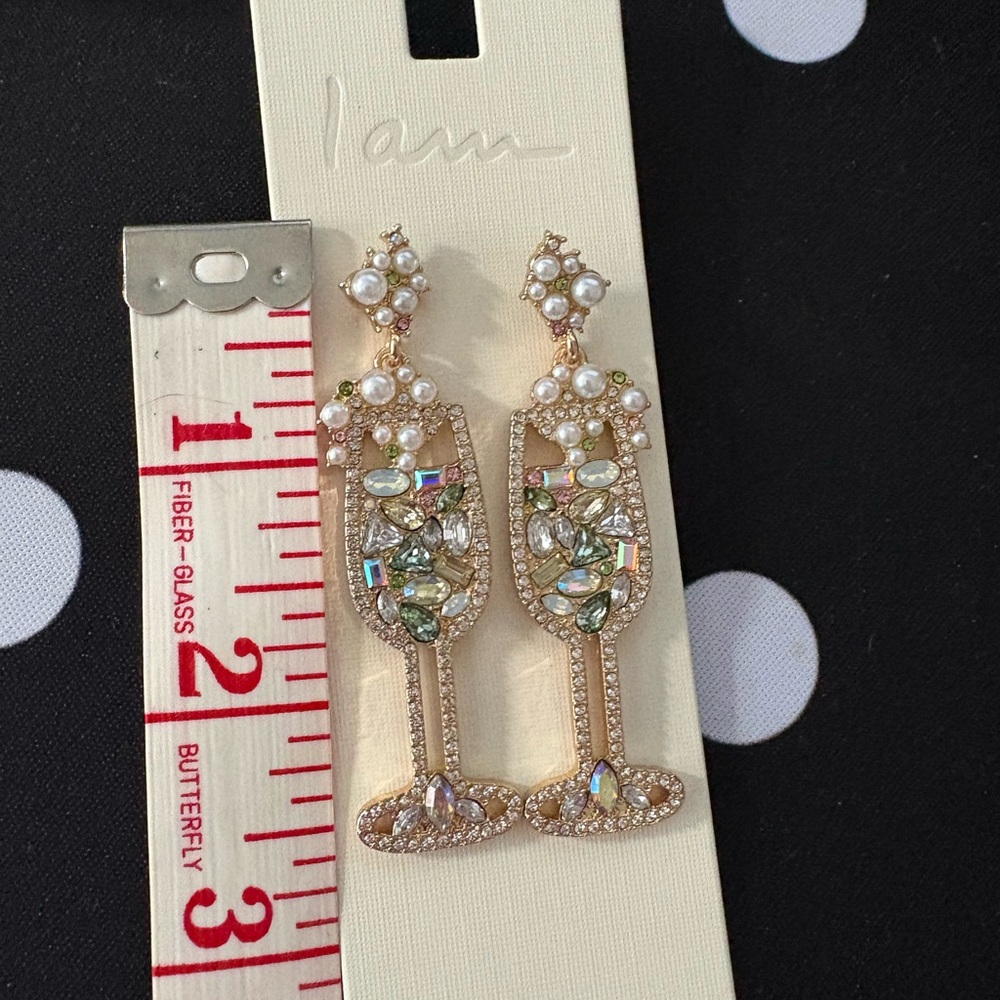 Elegant Gold and Multicolor Crystal Earrings - Picture 6 of 6